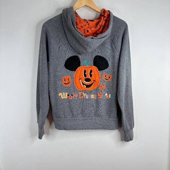Disneyland Mickey Mouse Pumpkin Halloween Hoodie Adult M Embroidered 2020 Zip Up - Picture 1 of 12